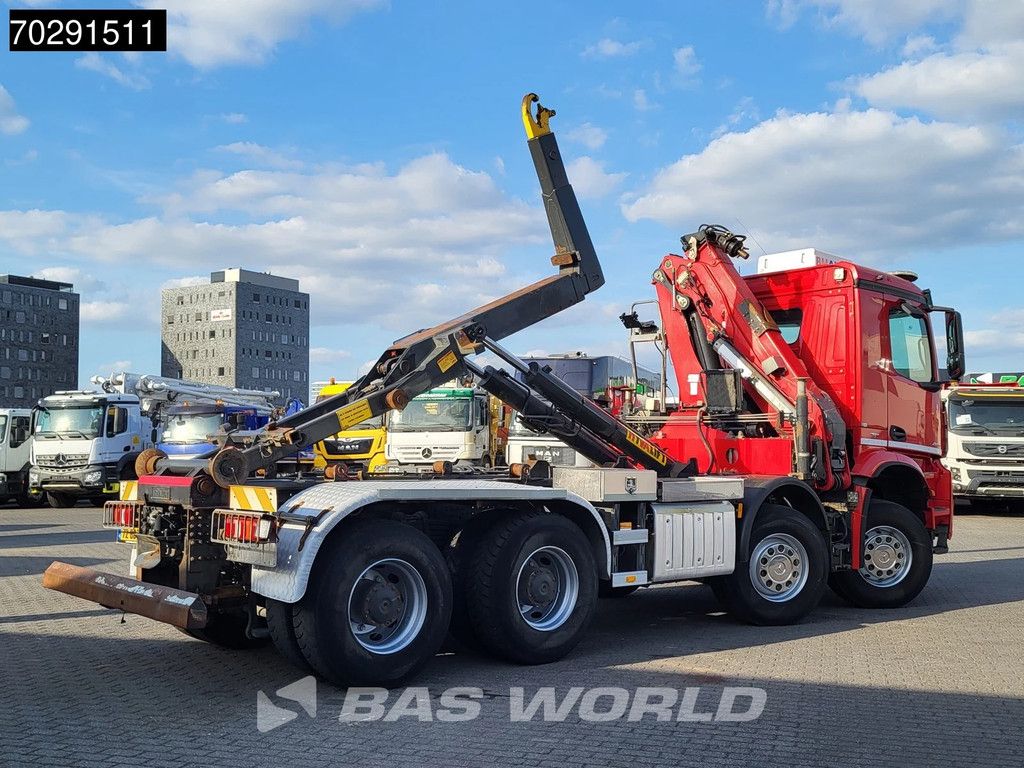 Mercedes Arocs 4145 8X4 NL-Truck HMF RCL 5300 Crane Hyva 26-51-S Hooklift Steelsuspension Big-Axle Automatic Euro 6