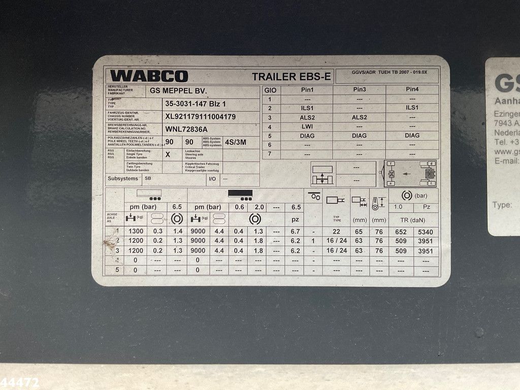 GS MEPPEL 3-assige container aanhangwagen