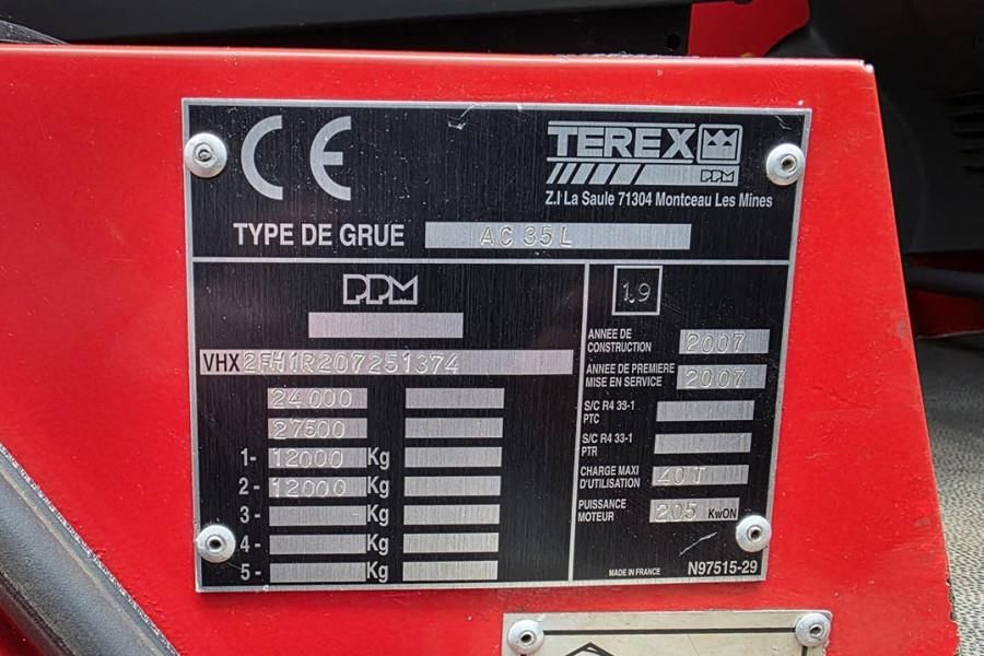 Terex AC35L Diesel, 4x4x4 Drive, 40t Capacity, 37.4m Mai