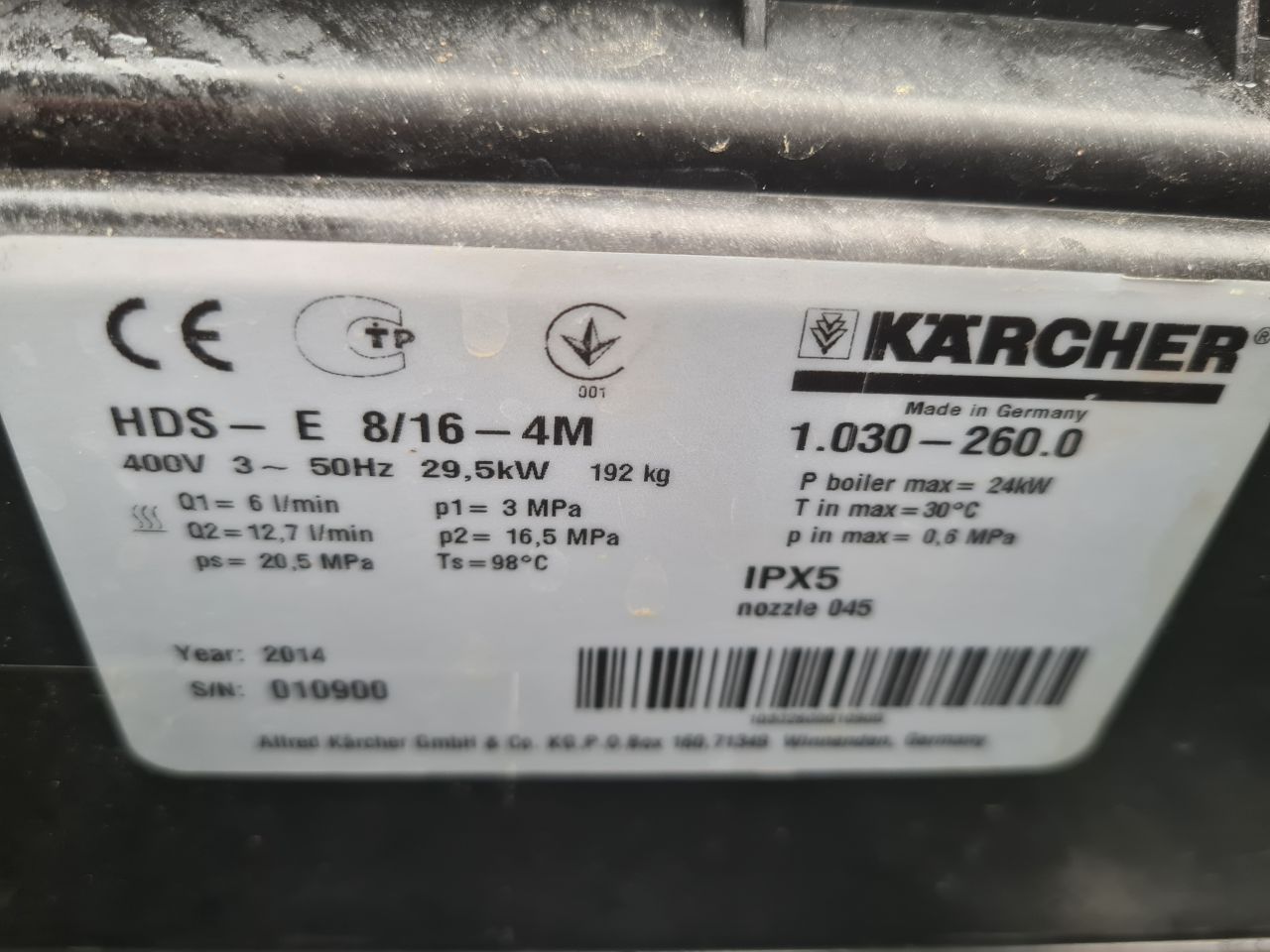 Karcher HDS E 8/16-4M Elektrisch verwarmde hogedrukreiniger.