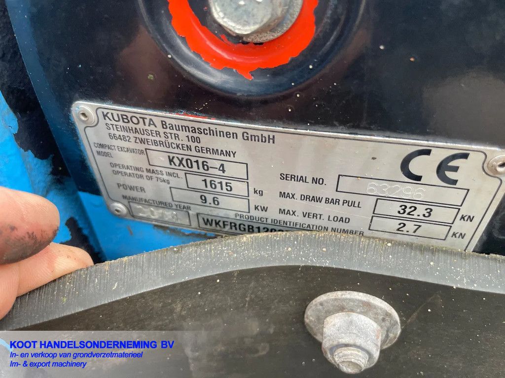 Kubota KX 016-4 (1260 uur) (top) 3 bakken!