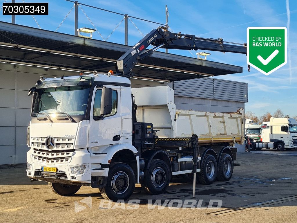 Mercedes Arocs 3240 8X4 HIAB X-HIDUO 188 E-2 Kran Crane 3-side tipper Big-Axle Euro 6