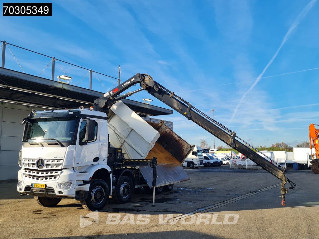 Mercedes Arocs 3240 8X4 HIAB X-HIDUO 188 E-2 Kran Crane 3-side tipper Big-Axle Euro 6