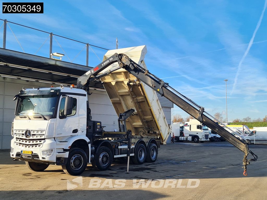 Mercedes Arocs 3240 8X4 HIAB X-HIDUO 188 E-2 Kran Crane 3-side tipper Big-Axle Euro 6