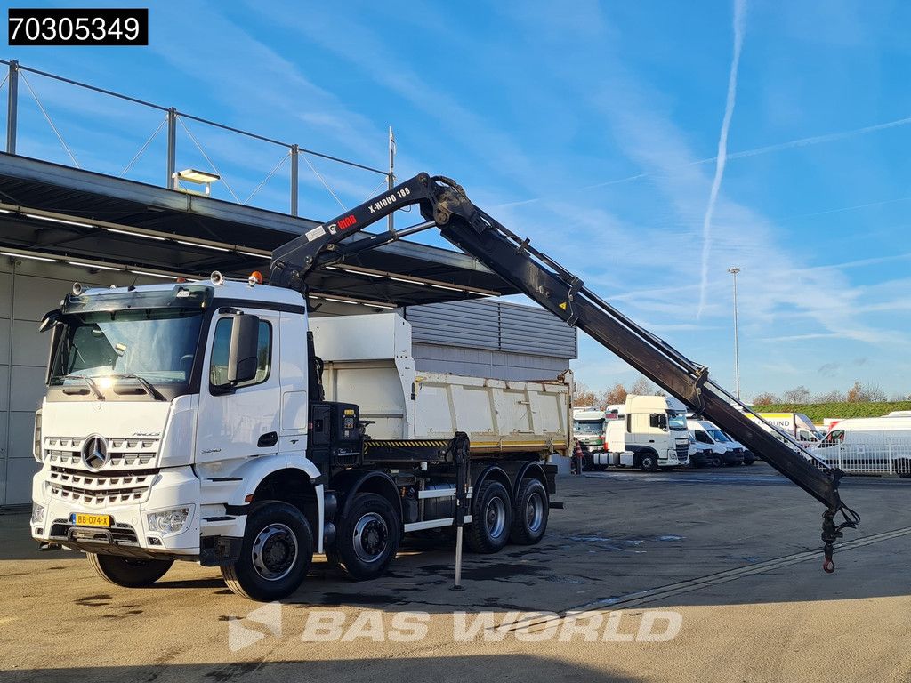 Mercedes Arocs 3240 8X4 HIAB X-HIDUO 188 E-2 Kran Crane 3-side tipper Big-Axle Euro 6