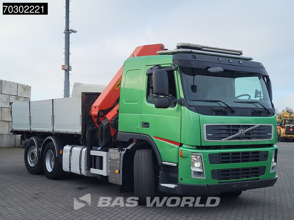 Volvo FM FM 340 6X2 Palfinger PK23002 Crane 10m3 3-way tipper Lift+steering axle Euro 5