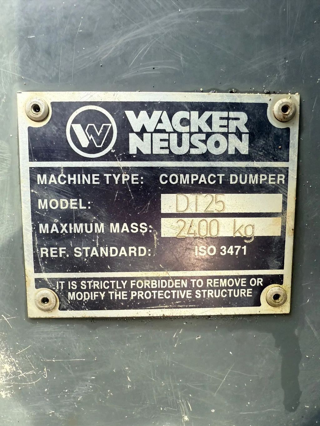 WACKER NEUSON DT 25 2850 KG RUPS DUMPER Mini dumper