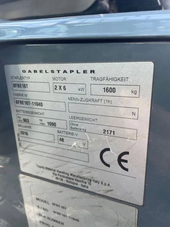 Toyota 8FBE16T heftruck met freelift 3,30m mast 6200 uur