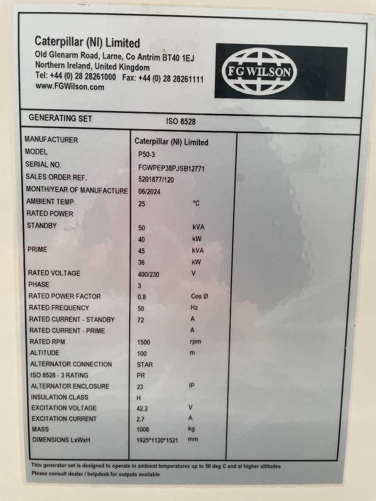 FG Wilson P50-3 - 50 kVA Open Genset - DPX-16004-O