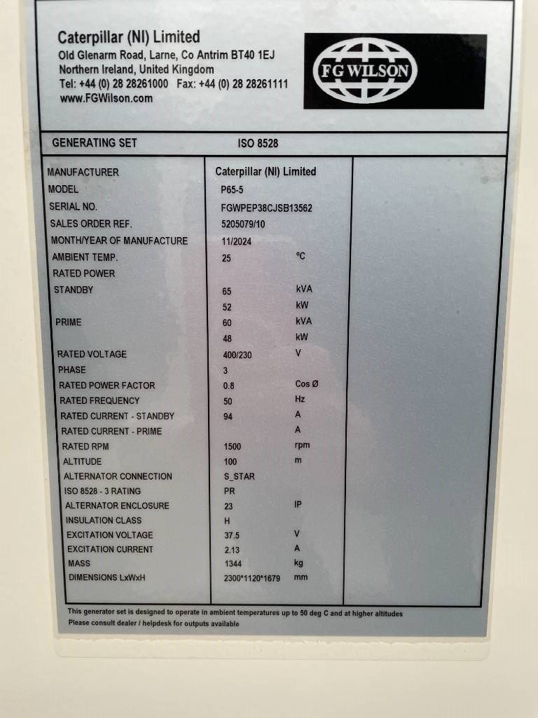 FG Wilson P65-5 - 65 kVA Genset - DPX-16006
