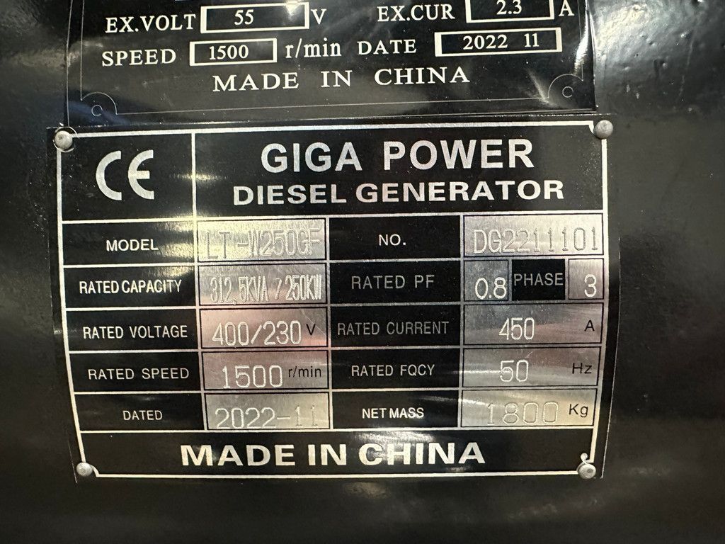 Giga power LT-W250GF 312.5 kVA Open generator