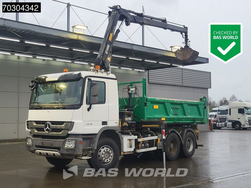 Mercedes Actros Actros 2646 6X4 HIAB 122 BS-2 HIDUO Crane Kran 3-way tipper Big-Axle Euro 5