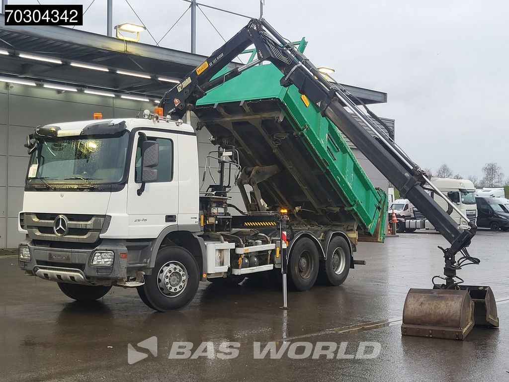 Mercedes Actros Actros 2646 6X4 HIAB 122 BS-2 HIDUO Crane Kran 3-way tipper Big-Axle Euro 5