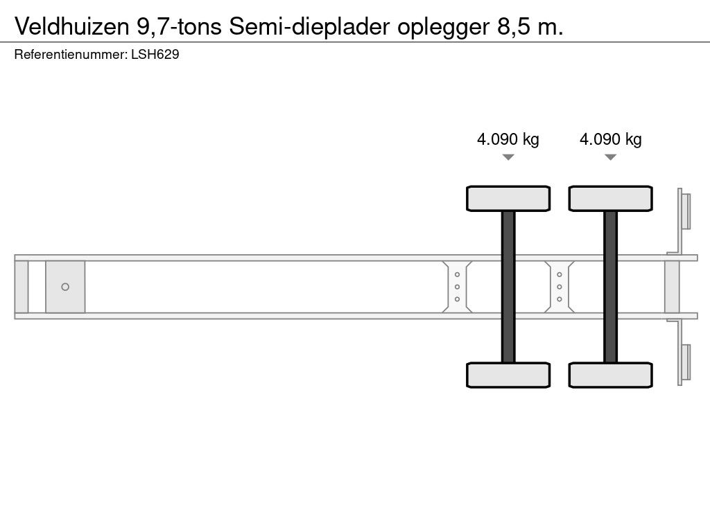 Veldhuizen 9,7-tons Semi-dieplader oplegger 8,5 m.