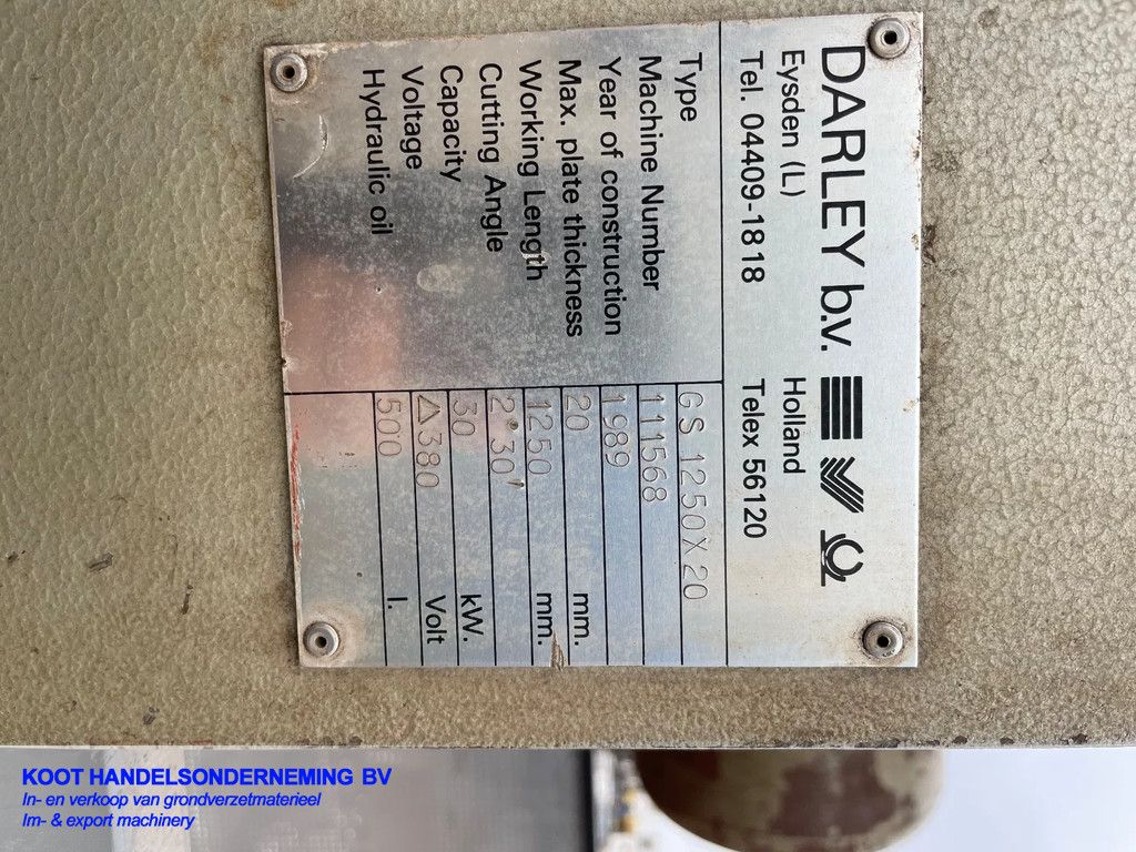 Overige Darley plaatschaar Gs1250x20