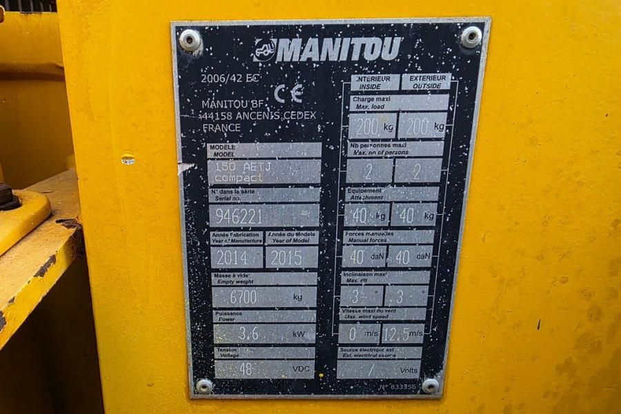 Manitou 150AETJ Compact As-Is, Electric, 15m Working Heigh