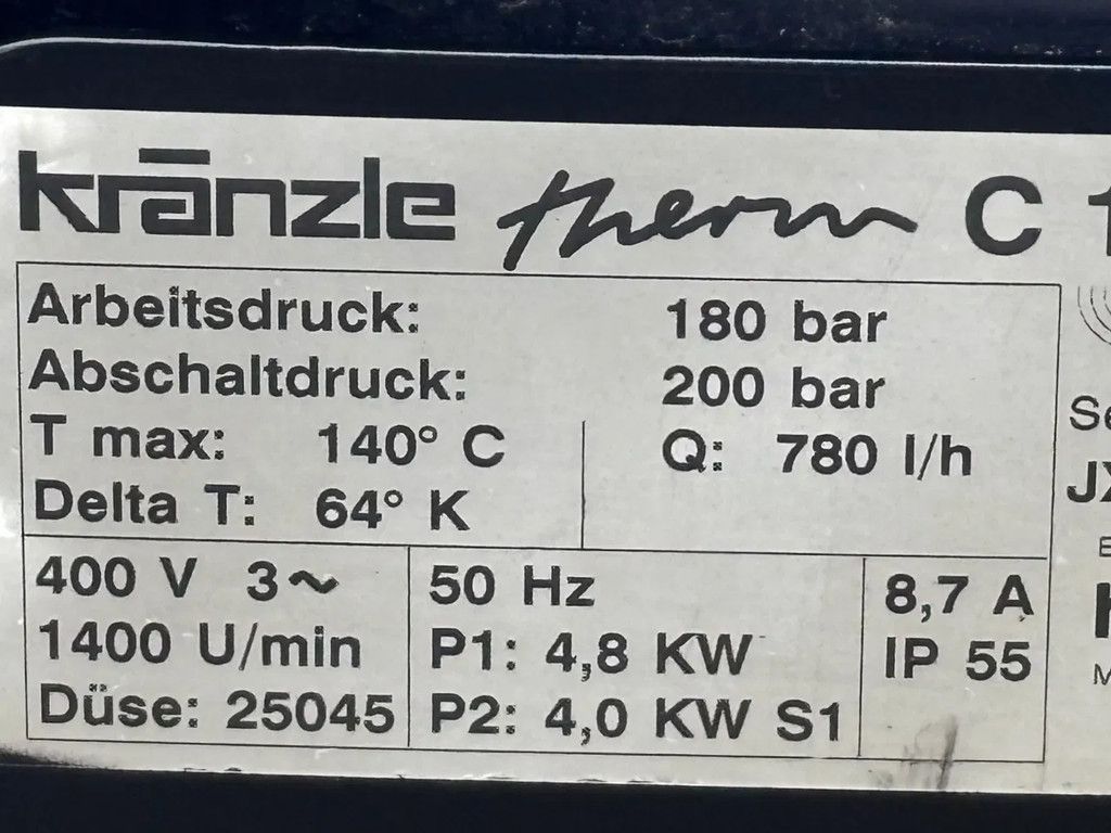 Kranzle C13/180 hogedrukreiniger gebruikte therm warmwaterreiniger