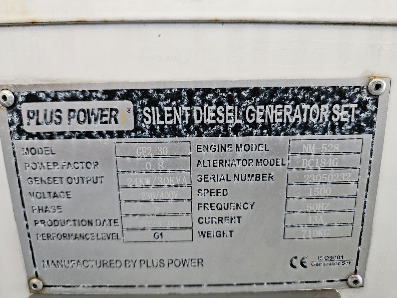Plus Power GF2-30 30 KVa Generator
