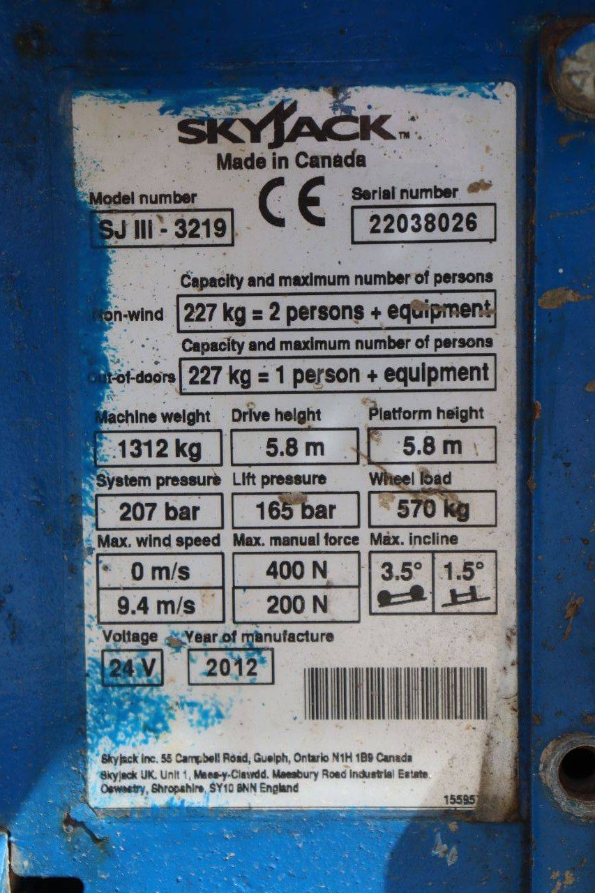 Schaarlift Skyjack SJ III-3219 Elektrisch 7.8m 2012