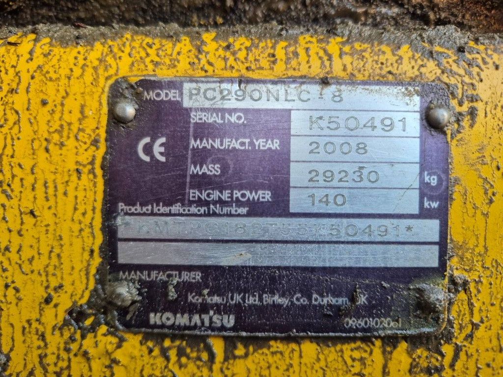 Crawler excavator Komatsu PC290NLC-8 Diesel 140kW 2008