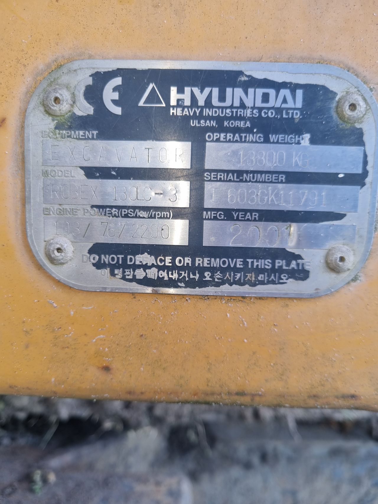 2001 Hyundai Robex 130 LC-3 rupskraan/graafmachine