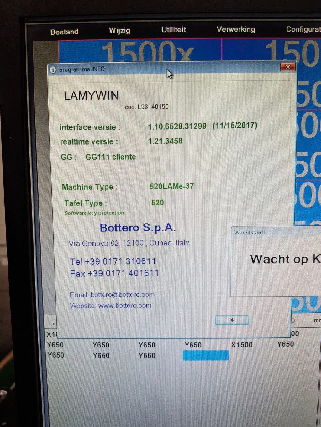 Snijmachine voor gelaad glas Bottero 515 LAME/37