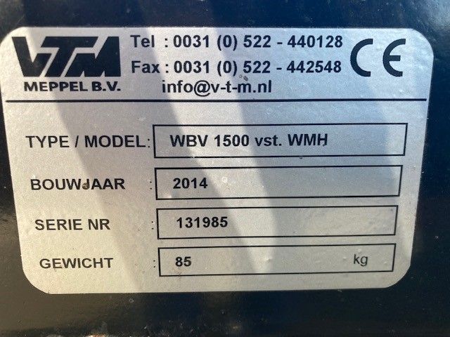 VTM WBV 1500 VST. WMH Balendrager