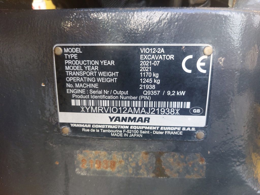 Yanmar VIO12-2A Minigraafmachine
