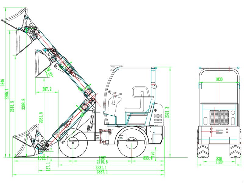 Schieder 4WD /Hoflader 1000T mit beheizter Kabine und KUBOTA