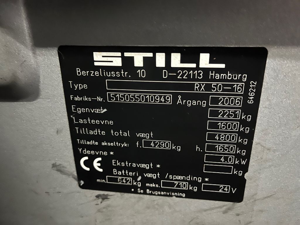 STILL RX50-16 TRIPLO FREELIFT SIDESHIFT HYDR.VORKENVERSTELLING