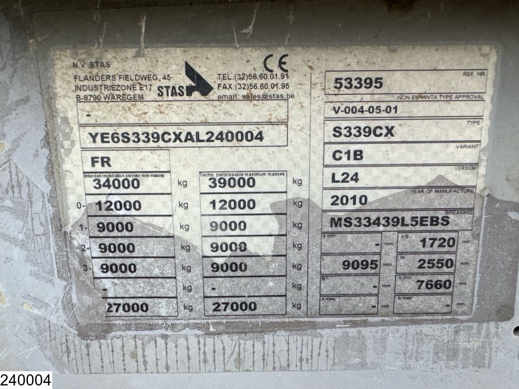 Stas kipper 23.19 m3, Lift axle