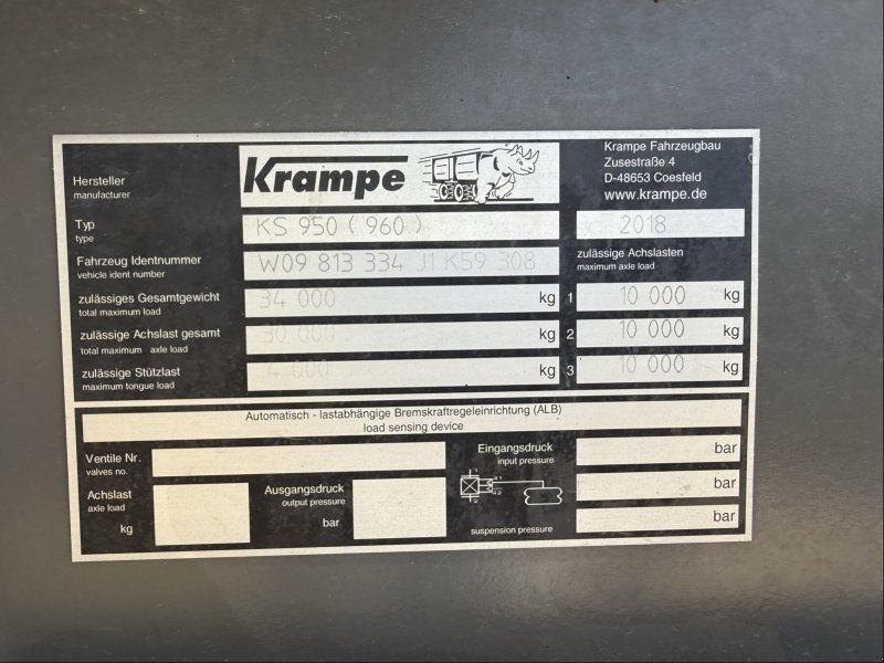 Krampe ALU Kippsattel KS 950 Roadrunn