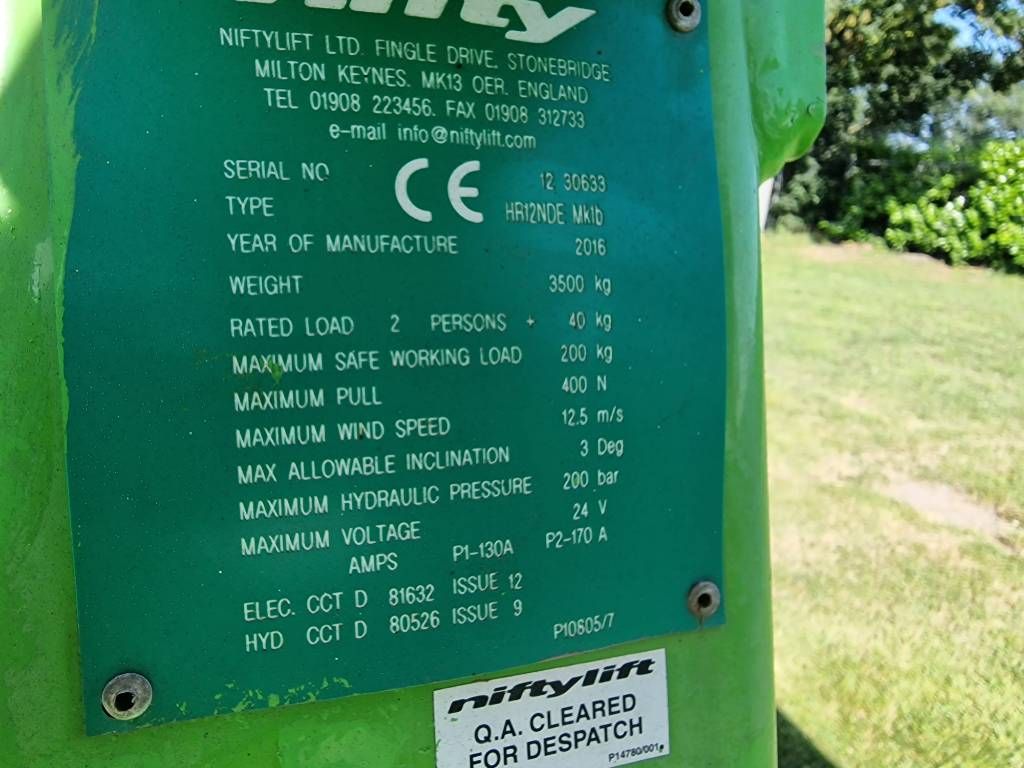 Niftylift HR12NDE MK1b hybrid boomlift 12m knikarmhoogwerker