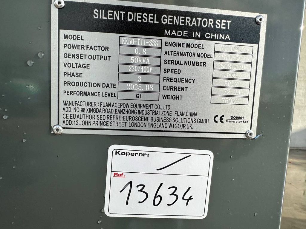 Generator Kawakenki KK50-III-SSS Diesel 50kVA 2025 New