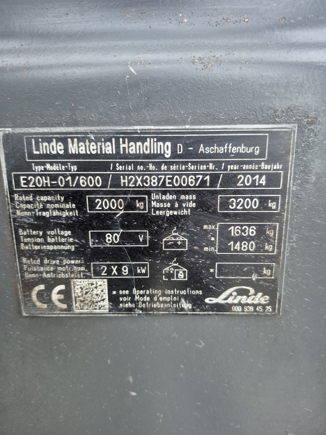 Linde E20H-01/600 duplo freelift sideshift 2.5 ton bj 2014 6888
