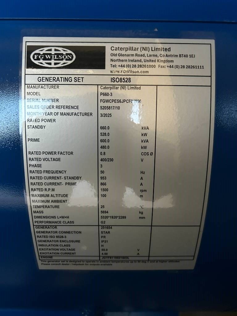 FG Wilson P660-3 - 660 kVA Genset - DPX-16022
