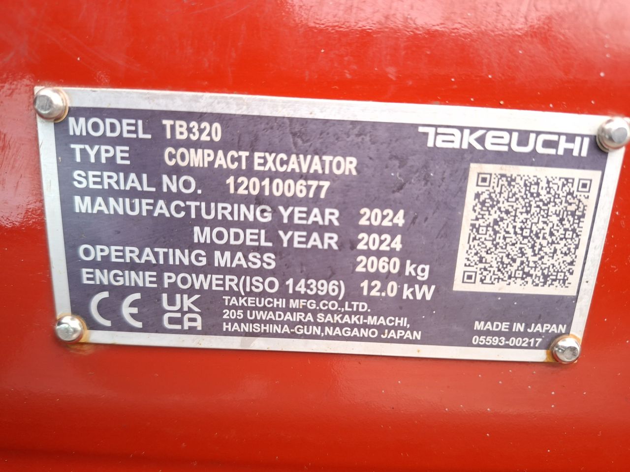 Takeuchi TB320 | bj2024 | 142 uur | Complete machine