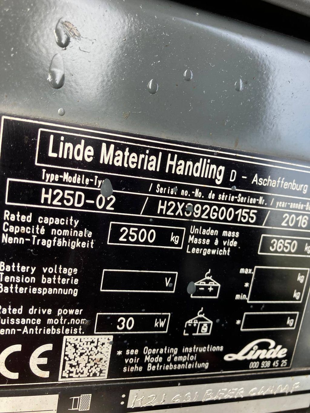 Heftruck Linde H25D-02 Diesel 2500kg 2016