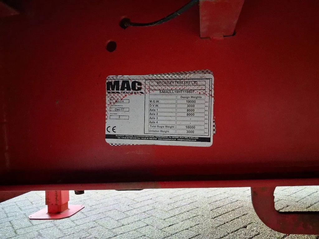 MC CAULEY MAC 16 ton oprijwagen dieplader 16 ton hydro geremd