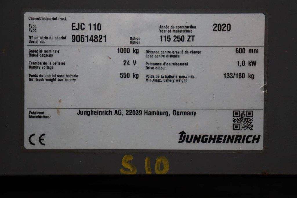 Stapler Jungheinrich EJC 110 Elektro 1000kg 2020