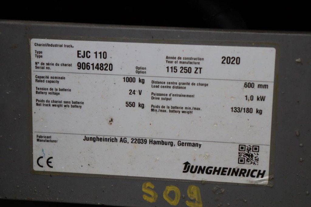 Stapler Jungheinrich EJC 110 Elektro 1000kg 2020