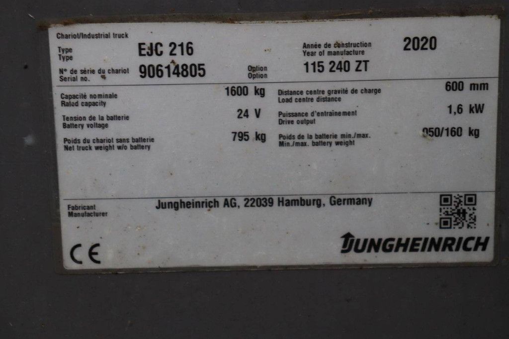 Stapelaar Jungheinrich EJC 216 Elektrisch 1600kg 2020