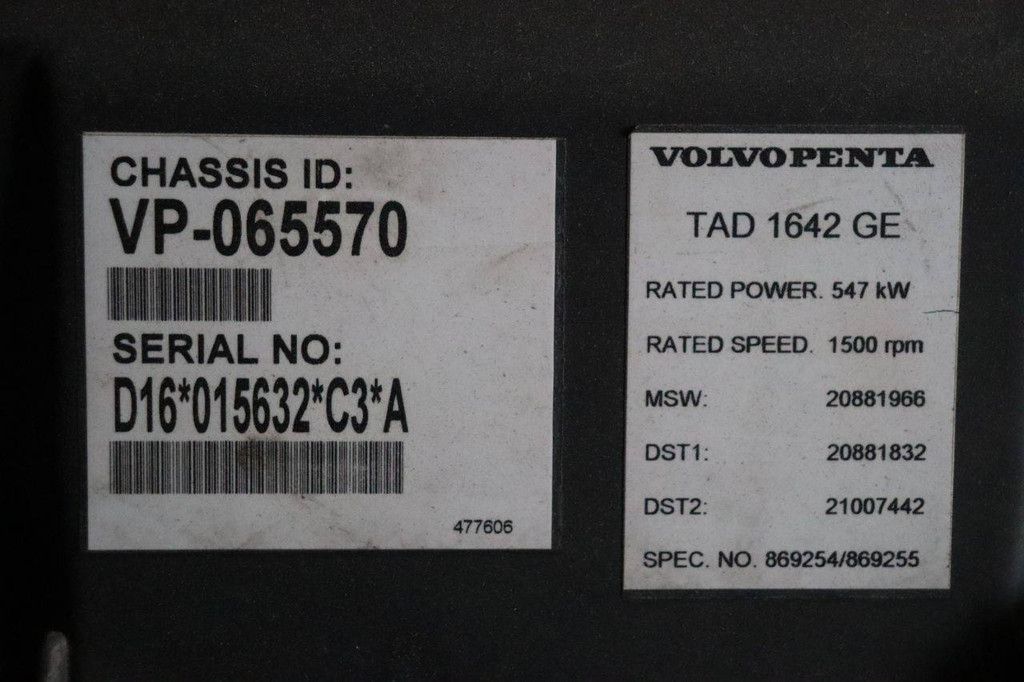 Container mit Generator Volvo Penta TAD 1642 GE 800kVA 2016