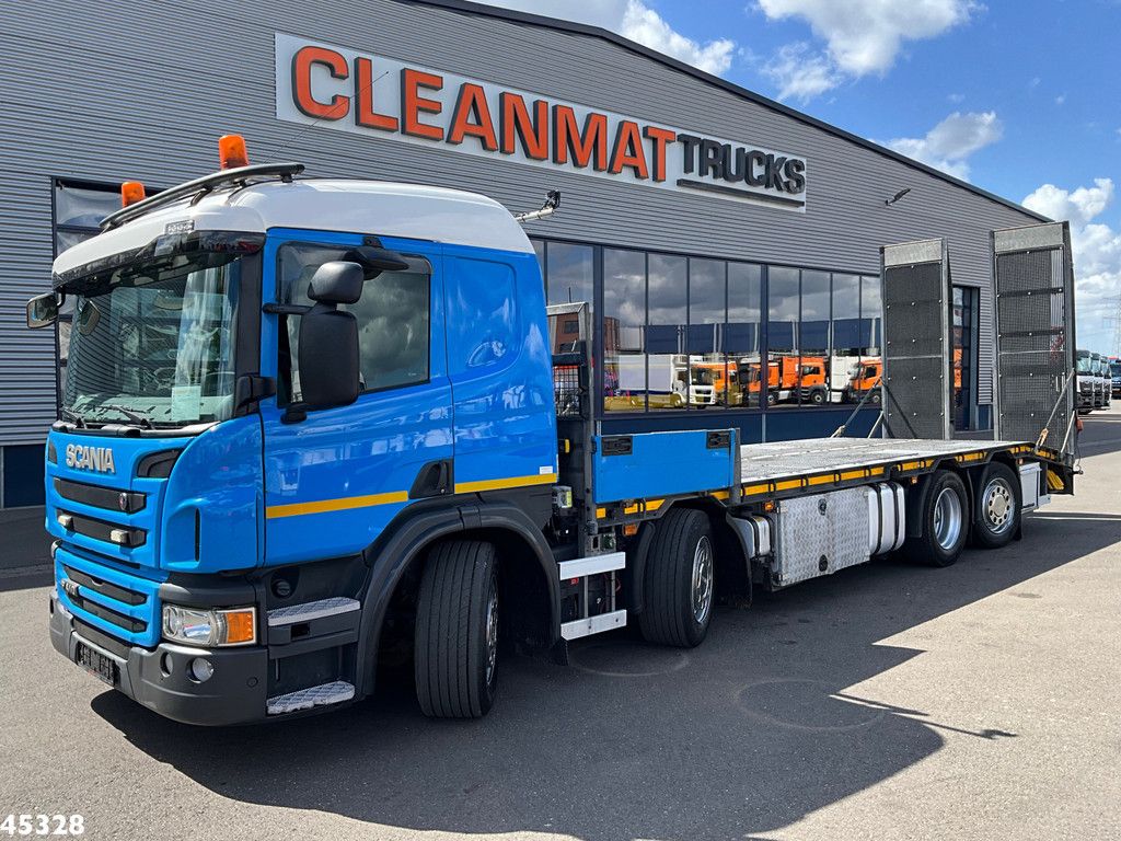 Scania P 410 8x2 Euro 6 Retarder Autotransporter met hydraulische oprijrampen