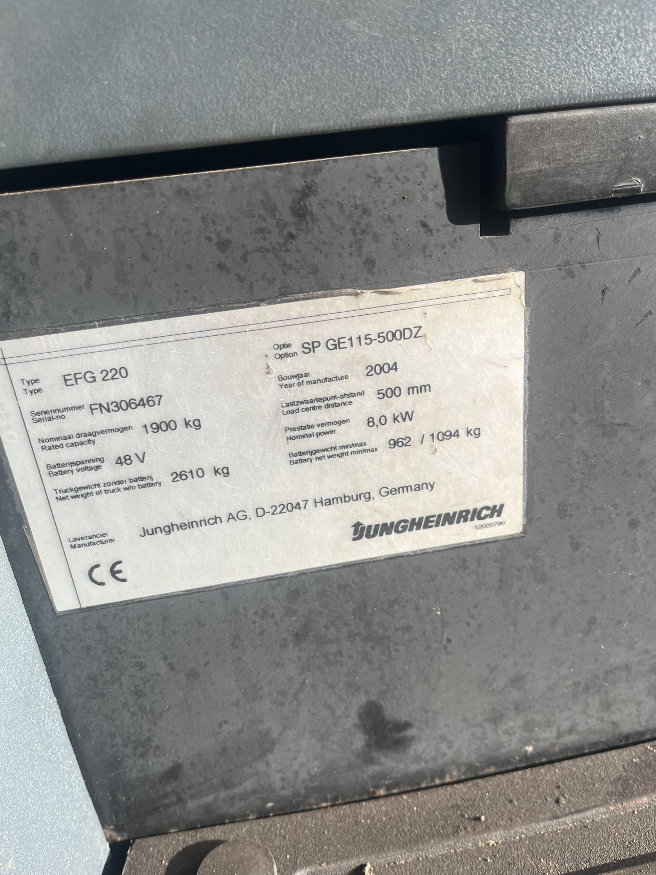 Jungheinrich heftruck EFG 220 bouwjaar 2004 met lage urenstand !