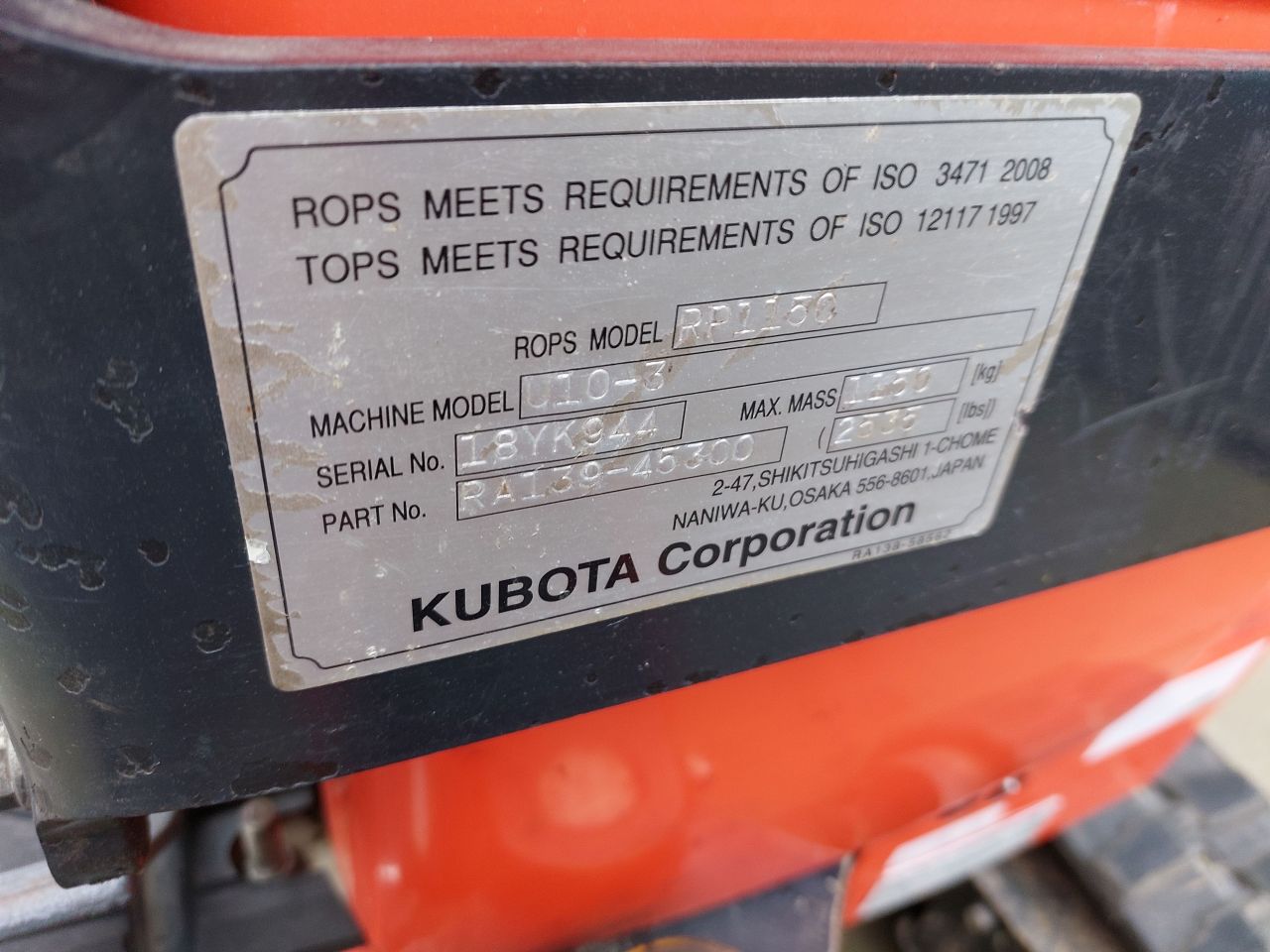 Kubota U10-3 minigraver MARGE