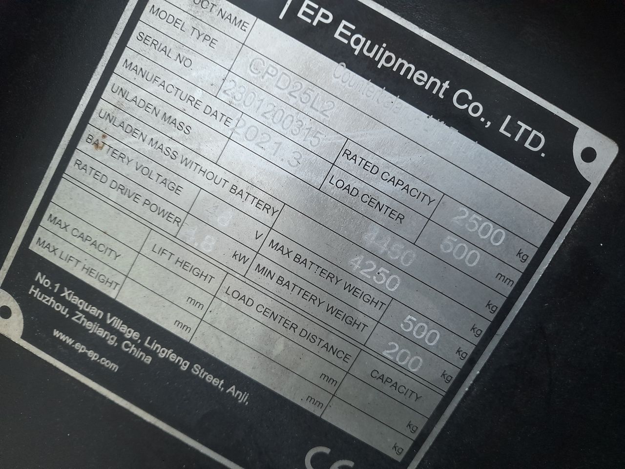 EP Elektrische heftruck BJ2021 2.5ton