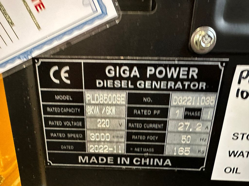 Giga power PLD8500SE 8 kVA silent generator