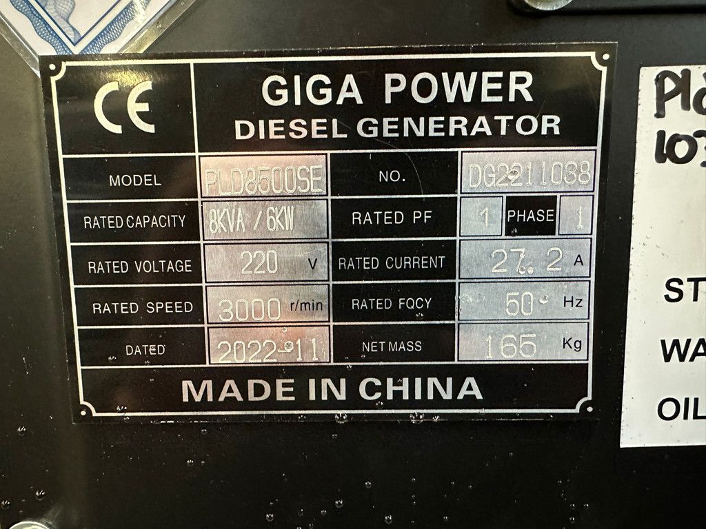 Giga power PLD8500SE 8 kVA silent generator