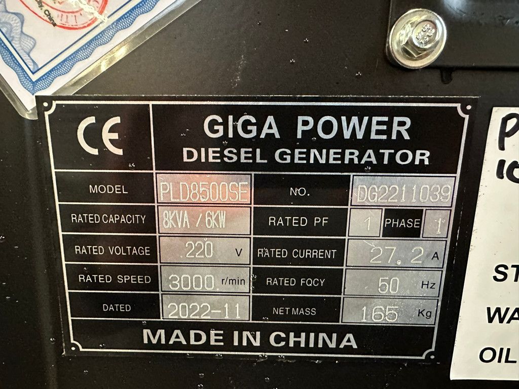 Giga power PLD8500SE 8 kVA silent generator